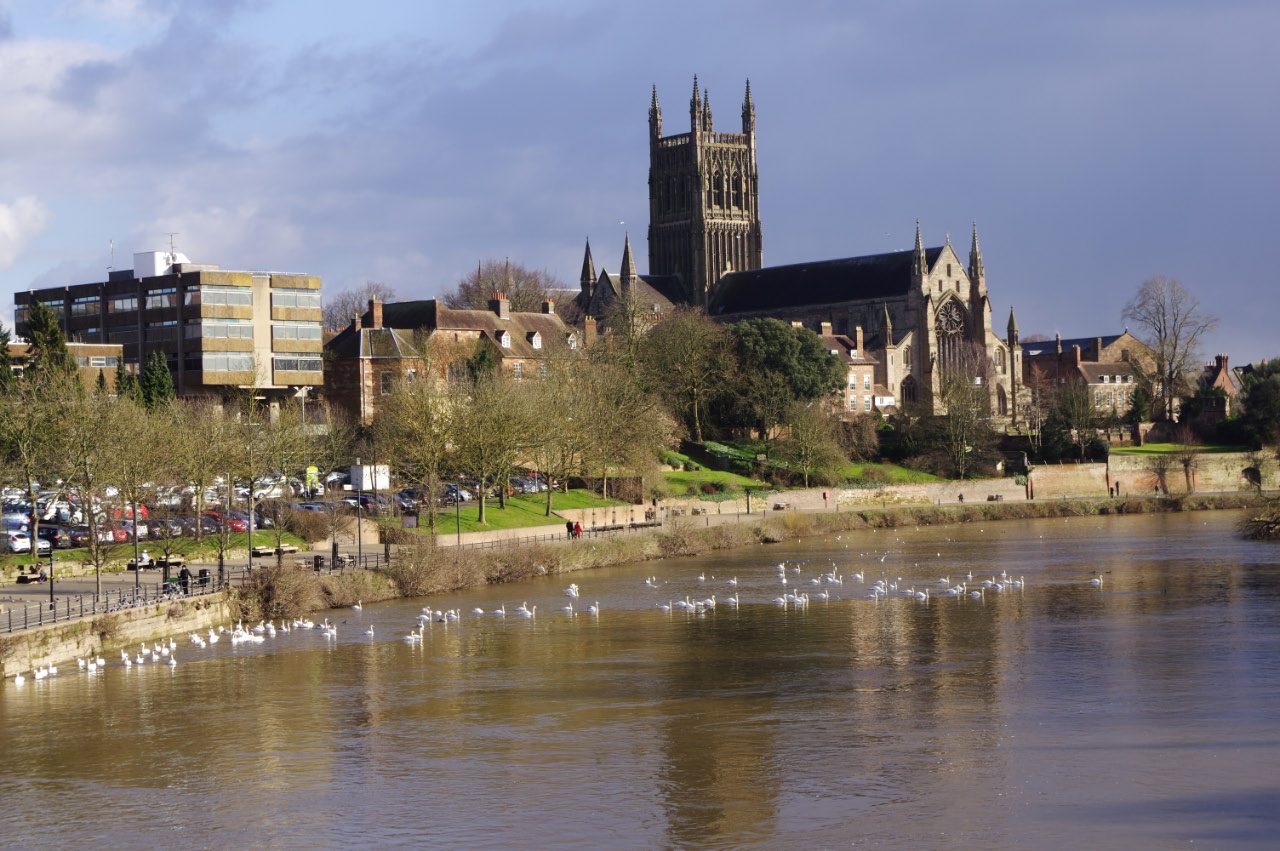 The River Severn running through Worcester city